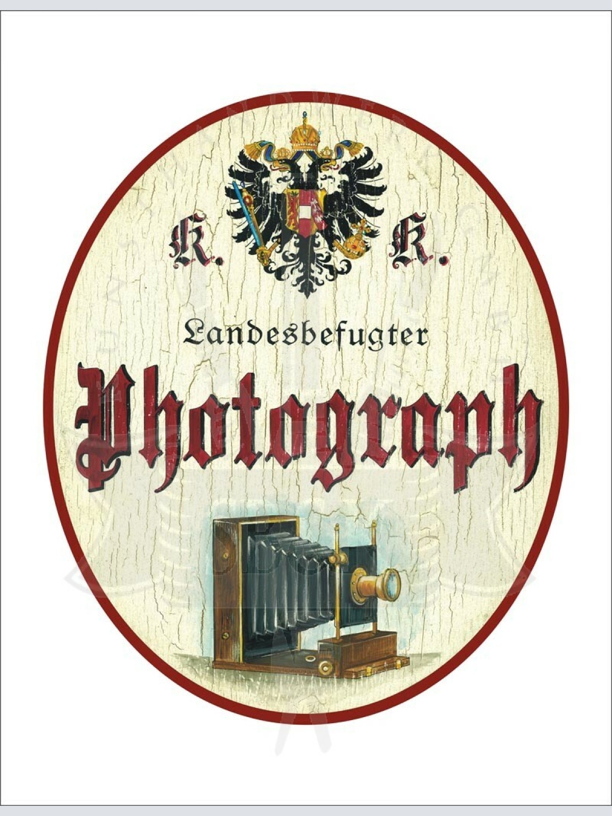 KuK Nostalgie Holzschild - Landesbefugter Photograph - Fotoapparat Fotokamera TH