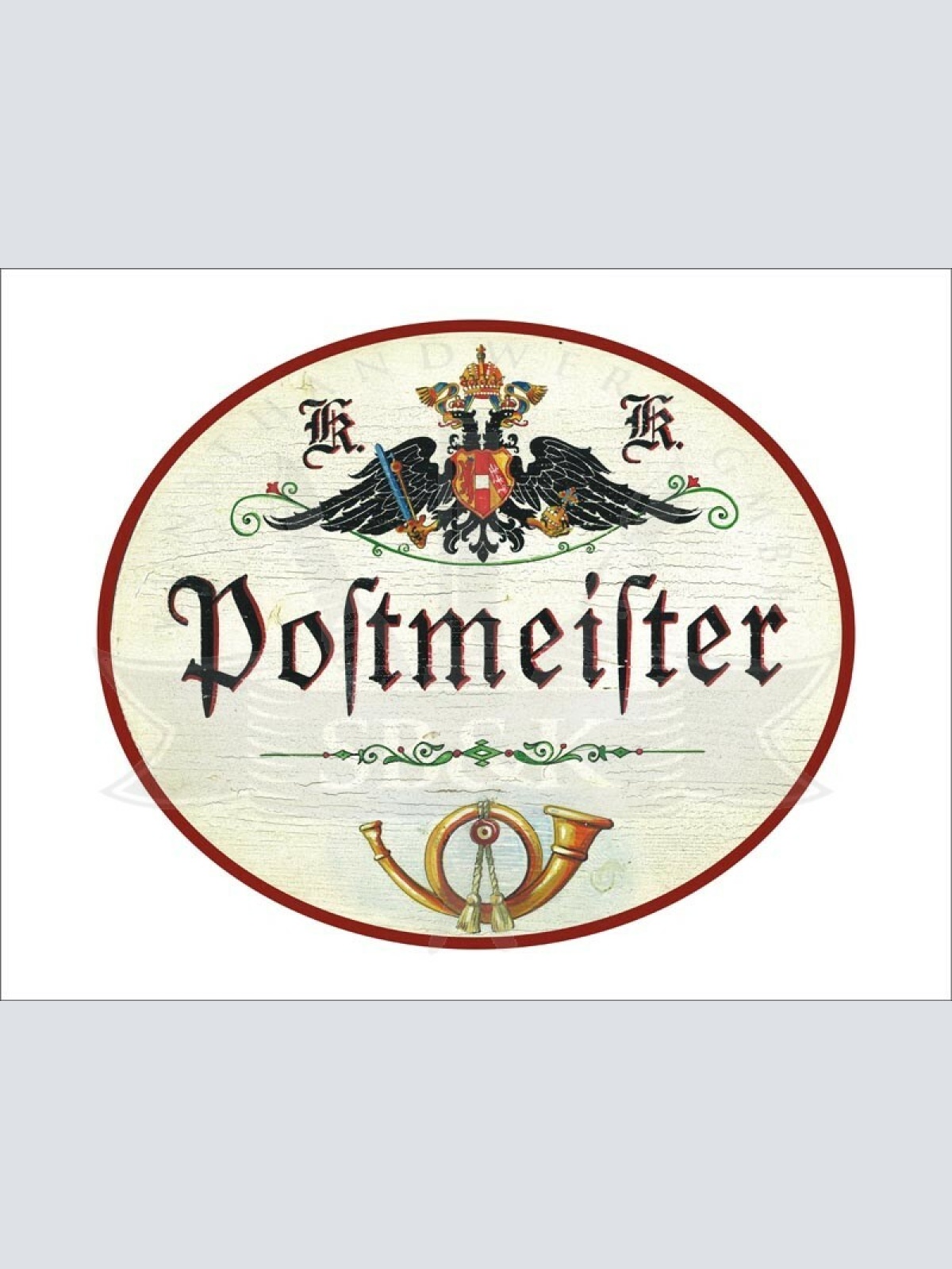 KuK Nostalgie Holzschild - Postmeister - Posthorn TH