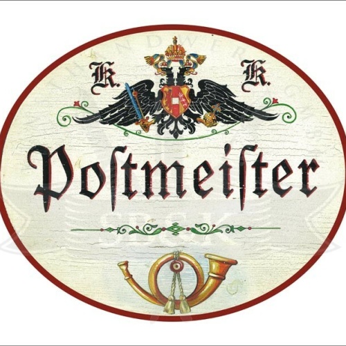KuK Nostalgie Holzschild - Postmeister - Posthorn TH