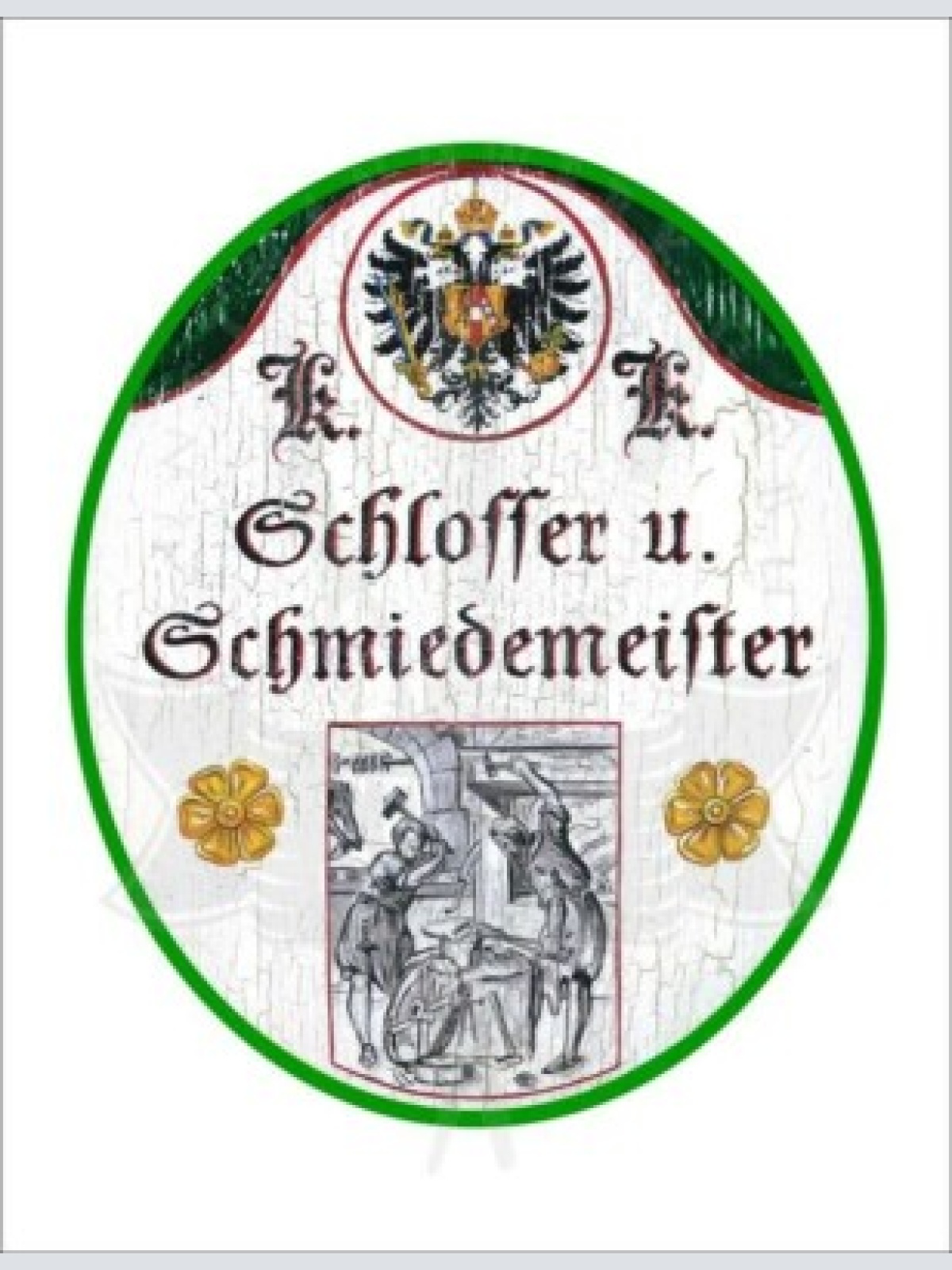 Kuk nostalgie holzschild - schlosser u. schmiedemeister - amboss hammer th