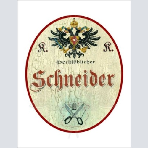 Kuk nostalgie holzschild - hochlöblicher schneider - schere fingerhut th
