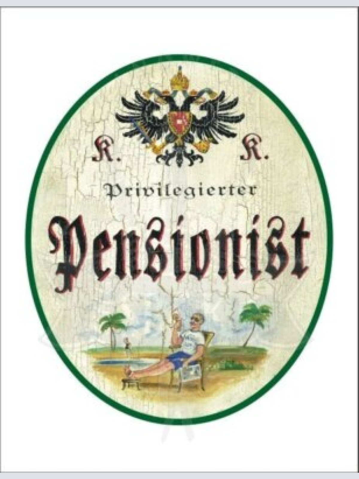 Kuk nostalgie holzschild - privilegierter pensionist - urlaub strand th