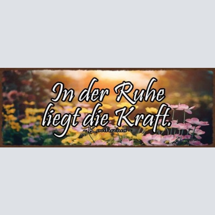 Schild In Der Ruhe Liegt Die Kraft Konfozius Hektik Stress 27x10 Blech od.Holz
