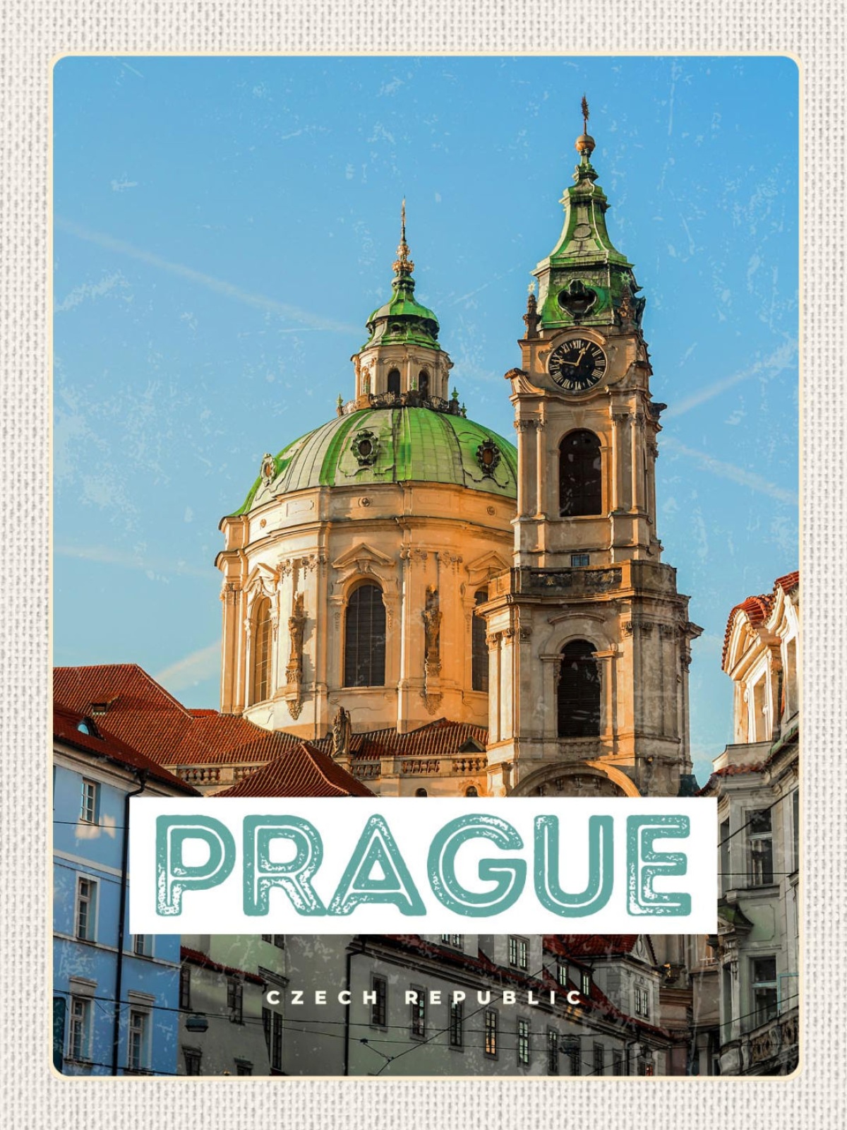 Schild Prague Czech Rep Prag Tschechien St.Nikolaus 12x18 20x30 30x40 Blech/Holz