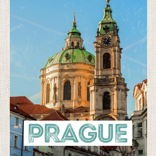 Schild Prague Czech Rep Prag Tschechien St.Nikolaus 12x18 20x30 30x40 Blech/Holz