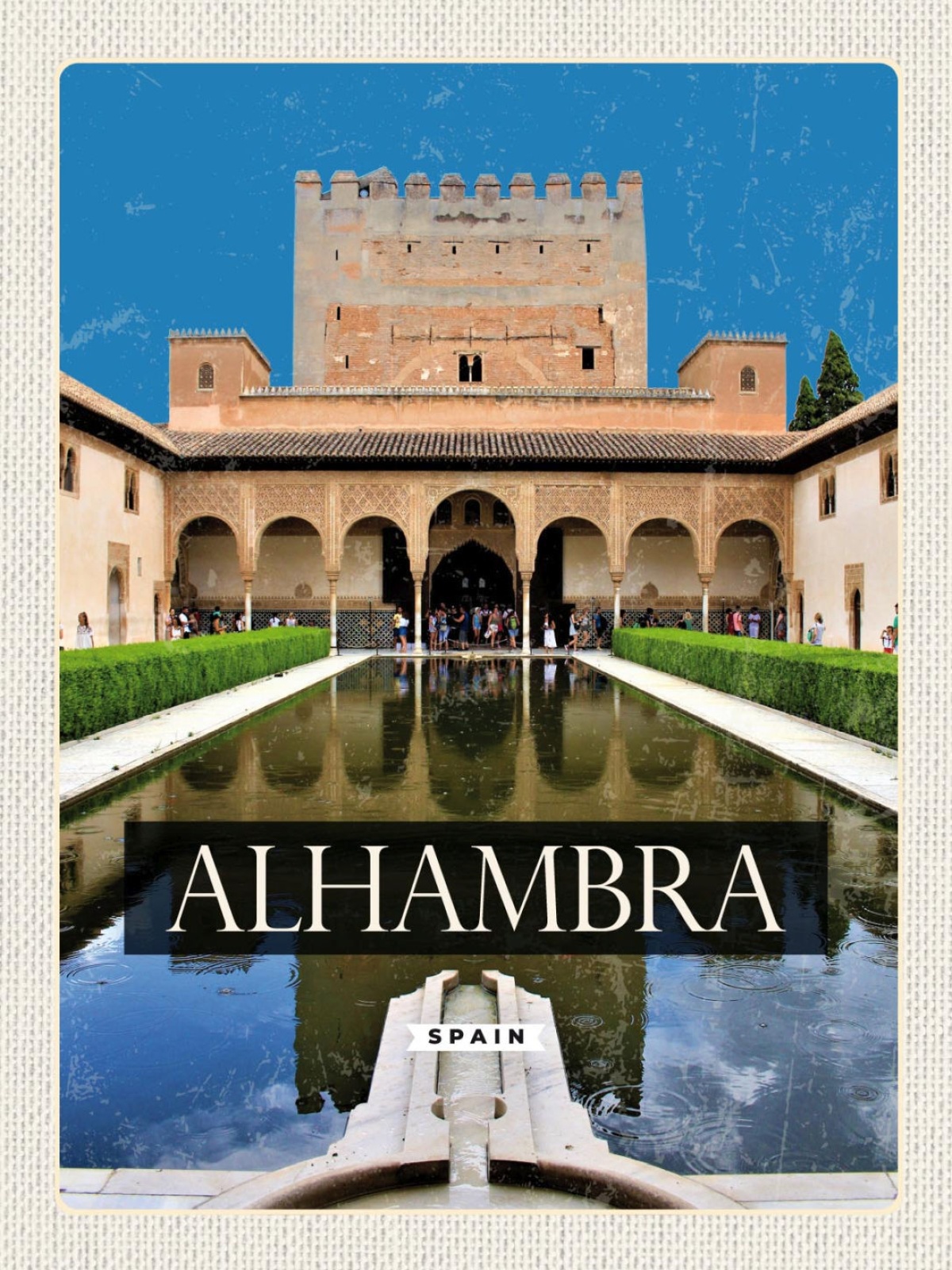 Schild Alhambra Spain Spanien Stadt Burg 12x18 20x30 30x40 Blech od. Holz