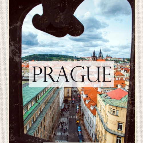 Schild Prague Czech Rep Prag Tschechien Stadt Blick 12x18 20x30 30x40 Blech/Holz