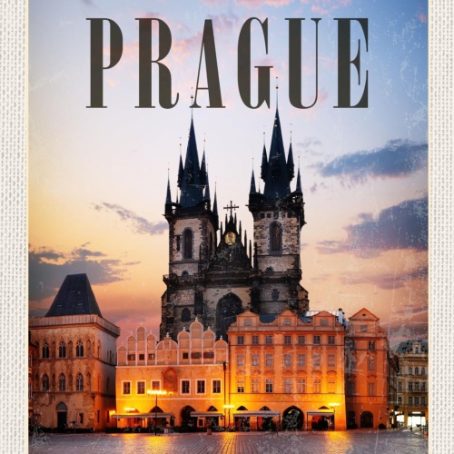 Schild Prague Czech Republic Prag Tschechien Kirche 12x18 20x30 30x40 Blech/Holz