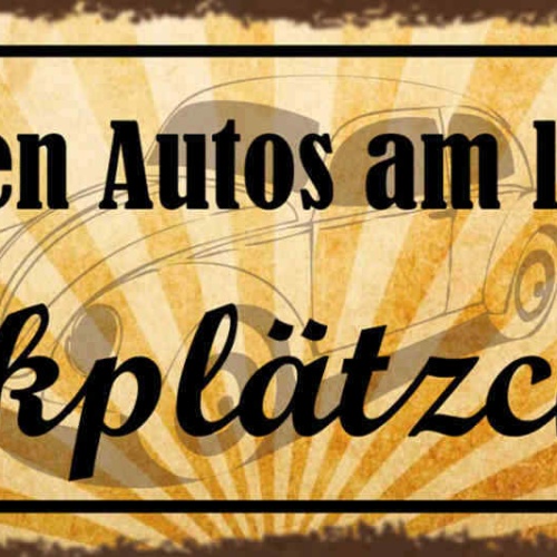 Schild Was Essen Autos Am Liebsten? Parkplätzchen Parken 27x10 Blech od.Holz