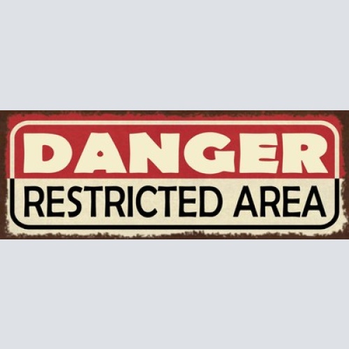 Schild Danger Restricted Area Gefahr Sperrgebiet Achtung 27x10 Blech od.Holz