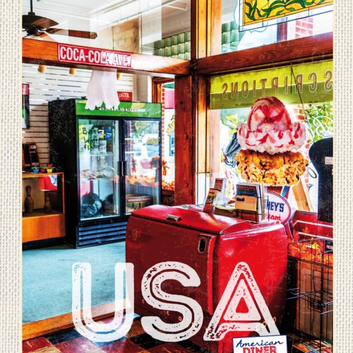 Schild USA American Diner Restaurant Innen Amerika 12x18 20x30 30x40 Blech/Holz