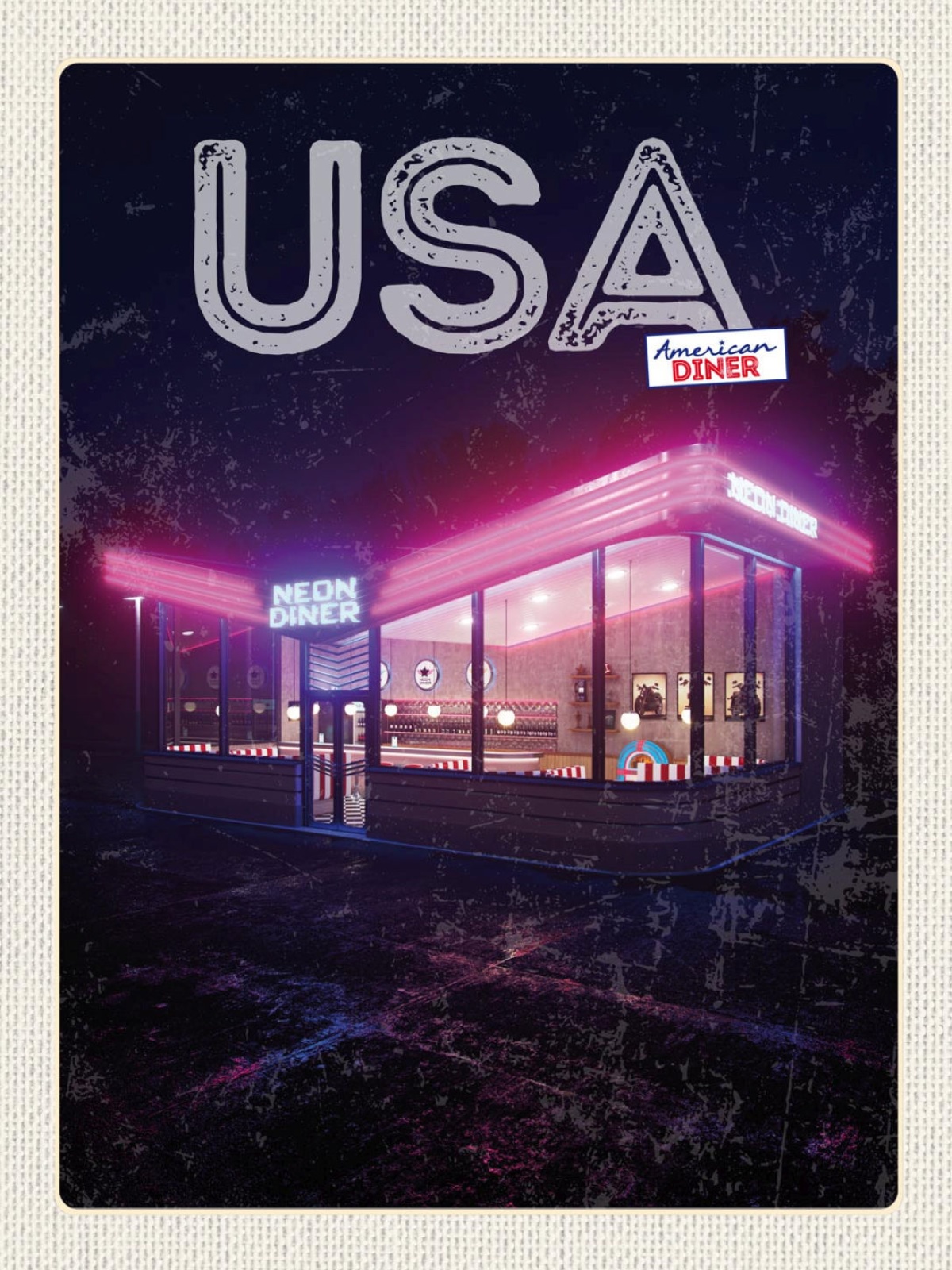Schild USA American Neon Diner Restaurant Amerika 12x18 20x30 30x40 Blech/Holz