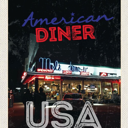 Schild USA American Diner Mel's Drive-In Amerika 12x18 20x30 30x40 Blech/Holz