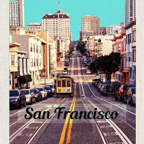 Schild San Francisco Cable Car Stadt Straße USA 12x18 20x30 30x40 Blech/Holz