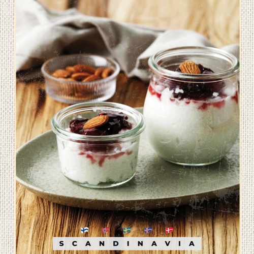 Schild Scandinavia Skandinavien Risalamande Pudding 12x18 20x30 30x40 Blech/Holz