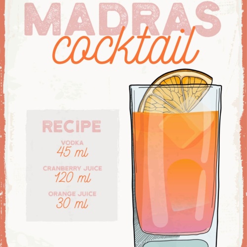 Schild Madras Cocktail Rezept Bar Alkohol Drink 12x18 20x30 30x40 Blech/Holz