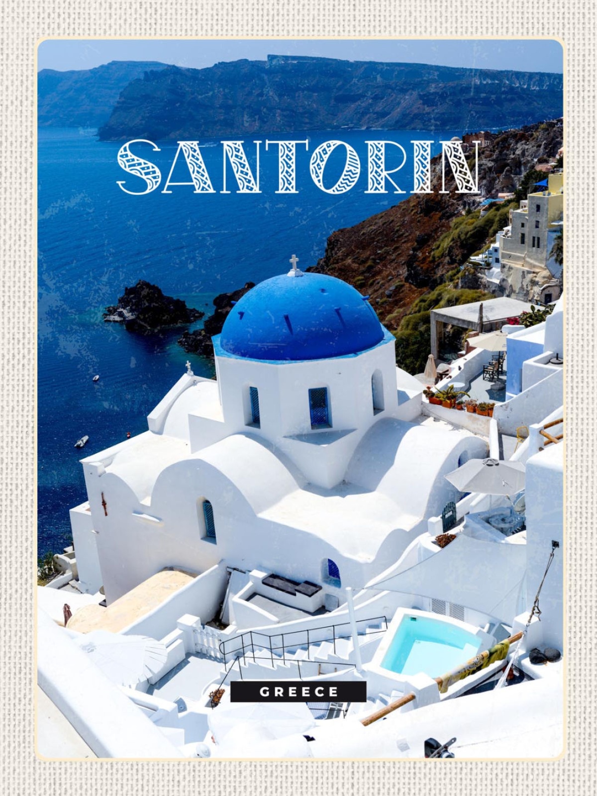 Schild Santorin Greece Griechenland Oia Kirche 12x18 20x30 30x40 Blech/Holz