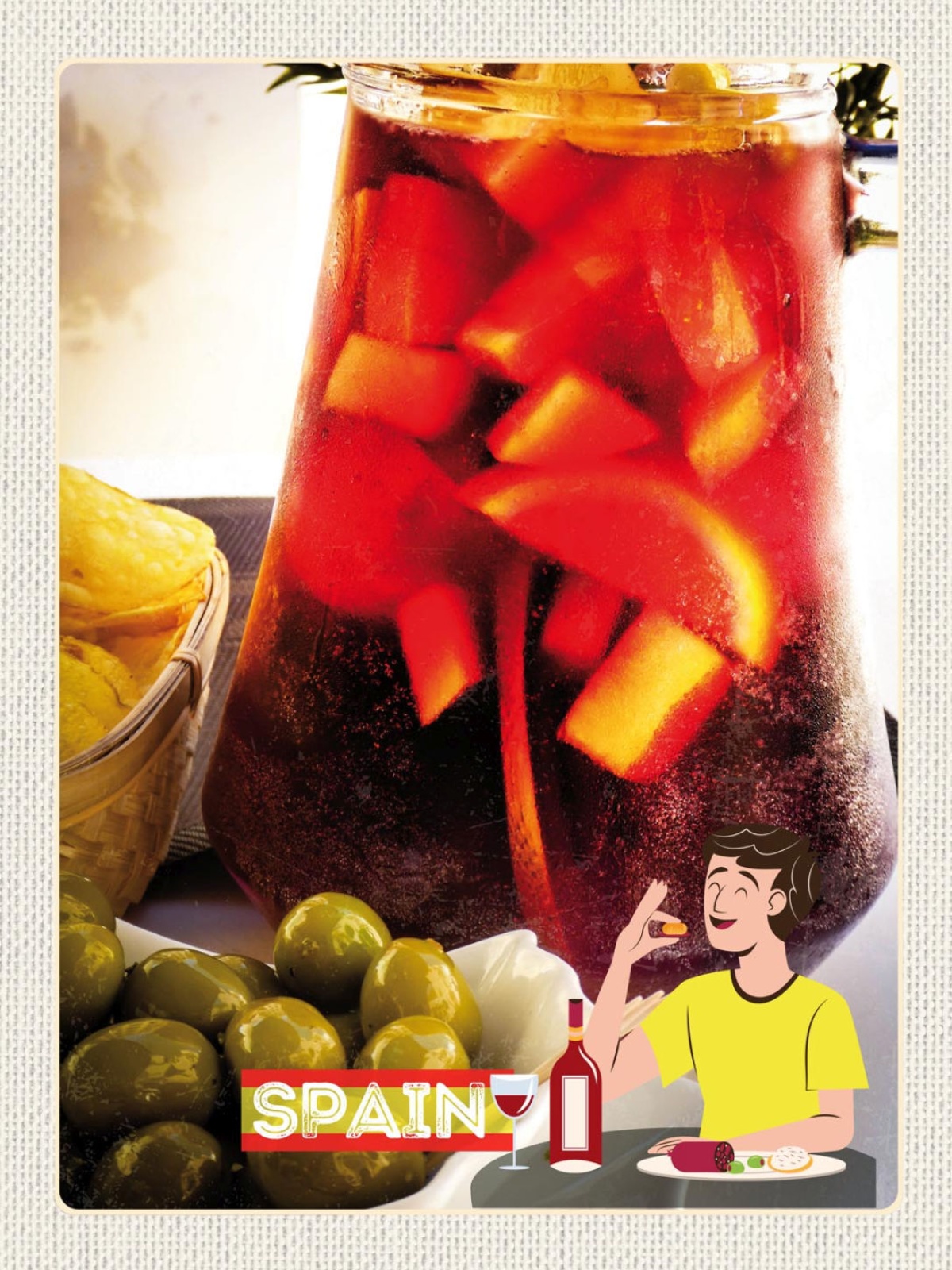 Schild Spain Spanien Sangria Oliven Essen Trinken 12x18 20x30 30x40 Blech/Holz