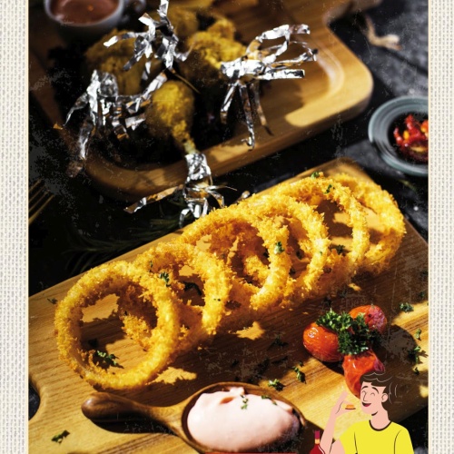 Schild Spain Spanien Zwiebelringe Essen Spezialität 12x18 20x30 30x40 Blech/Holz