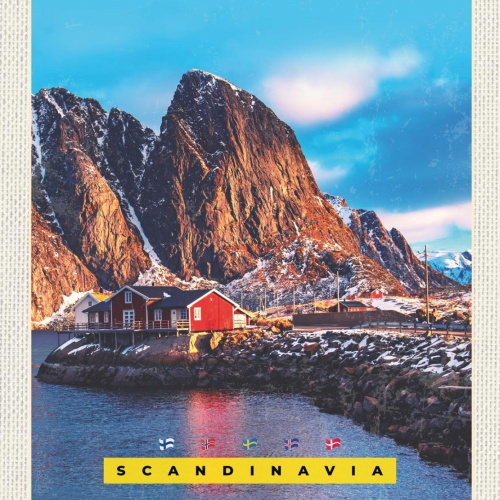 Schild Scandinavia Skandinavien Hamnøy Lofoten NOR 12x18 20x30 30x40 Blech/Holz