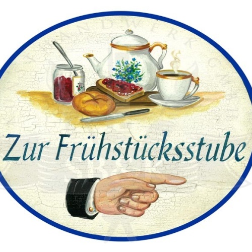 KuK Nostalgie Holzschild Zum Frühstück rechts