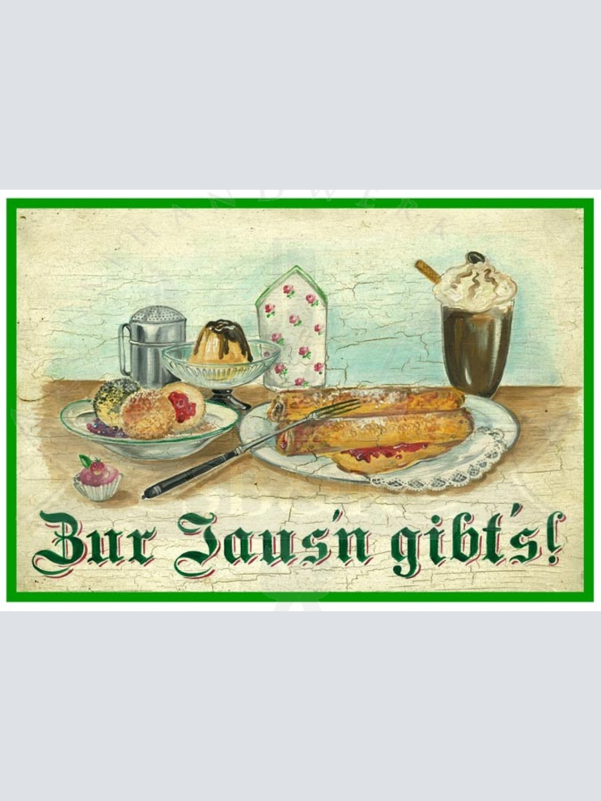 KuK Nostalgie Holzschild Zur Jausn gibts Mehlspeise Kaffee