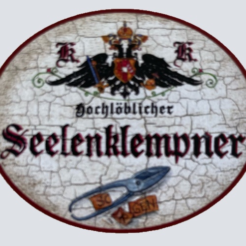 KuK Nostalgie Holzschild Hochlöblicher Seelenklempner Psychologe Schild