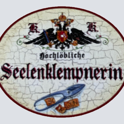 KuK Nostalgie Holzschild Hochlöbliche Seelenklempnerin Psychologin Schild