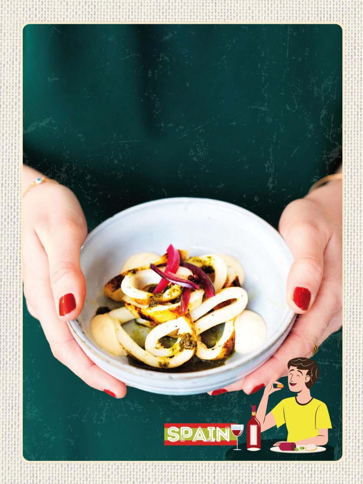 Schild Spain Spanien Tintenfisch Essen Spezialität 12x18 20x30 30x40 Blech/Holz