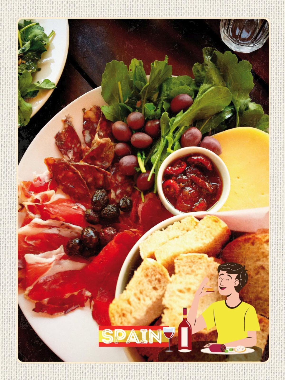 Schild Spain Spanien Trauben Schinken Spezialität 12x18 20x30 30x40 Blech/Holz