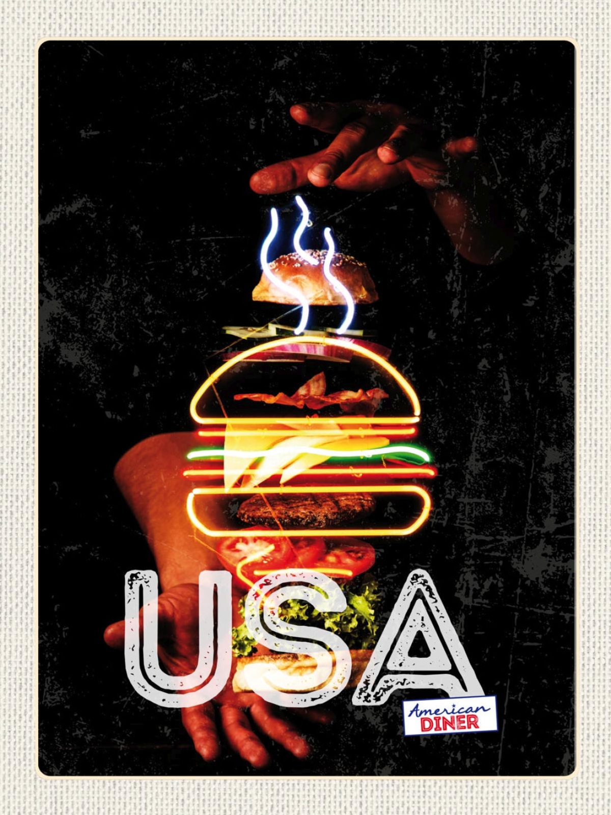 Schild USA American Diner Burger Fast Food Amerika 12x18 20x30 30x40 Blech/Holz