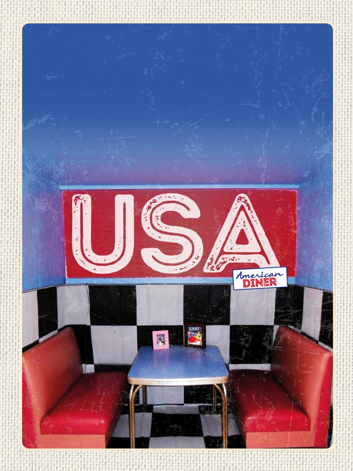 Schild USA American Diner Tisch Restaurant Amerika 12x18 20x30 30x40 Blech/Holz