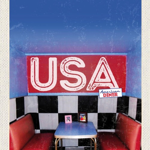 Schild USA American Diner Tisch Restaurant Amerika 12x18 20x30 30x40 Blech/Holz