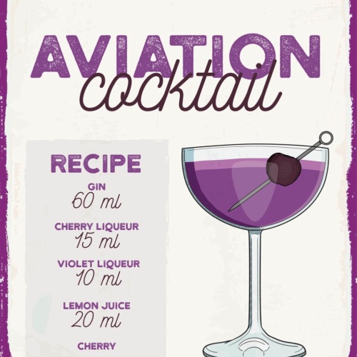 Schild Aviation Cocktail Rezept Bar Alkohol Drink 12x18 20x30 30x40 Blech/Holz