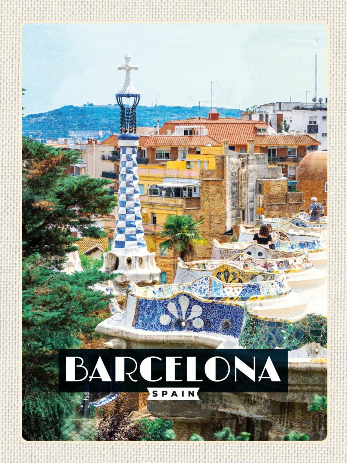 Schild Barcelona Spain Spanien Stadt Kirche Turm 12x18 20x30 30x40 Blech/Holz