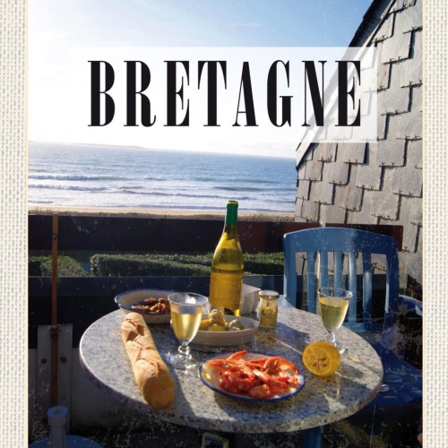 Schild Bretagne France Frankreich Essen Meer 12x18 20x30 30x40 Blech od. Holz