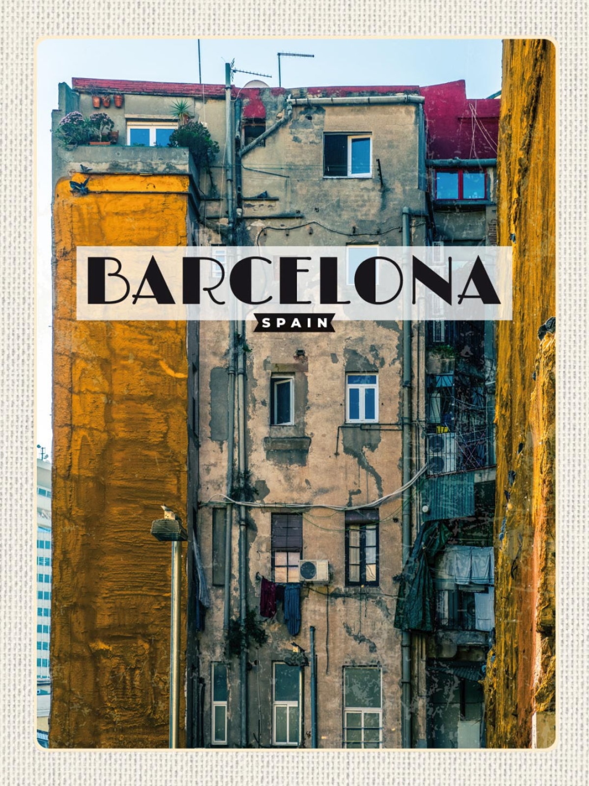 Schild Barcelona Spain Spanien Gebäude Haus Stadt 12x18 20x30 30x40 Blech/Holz