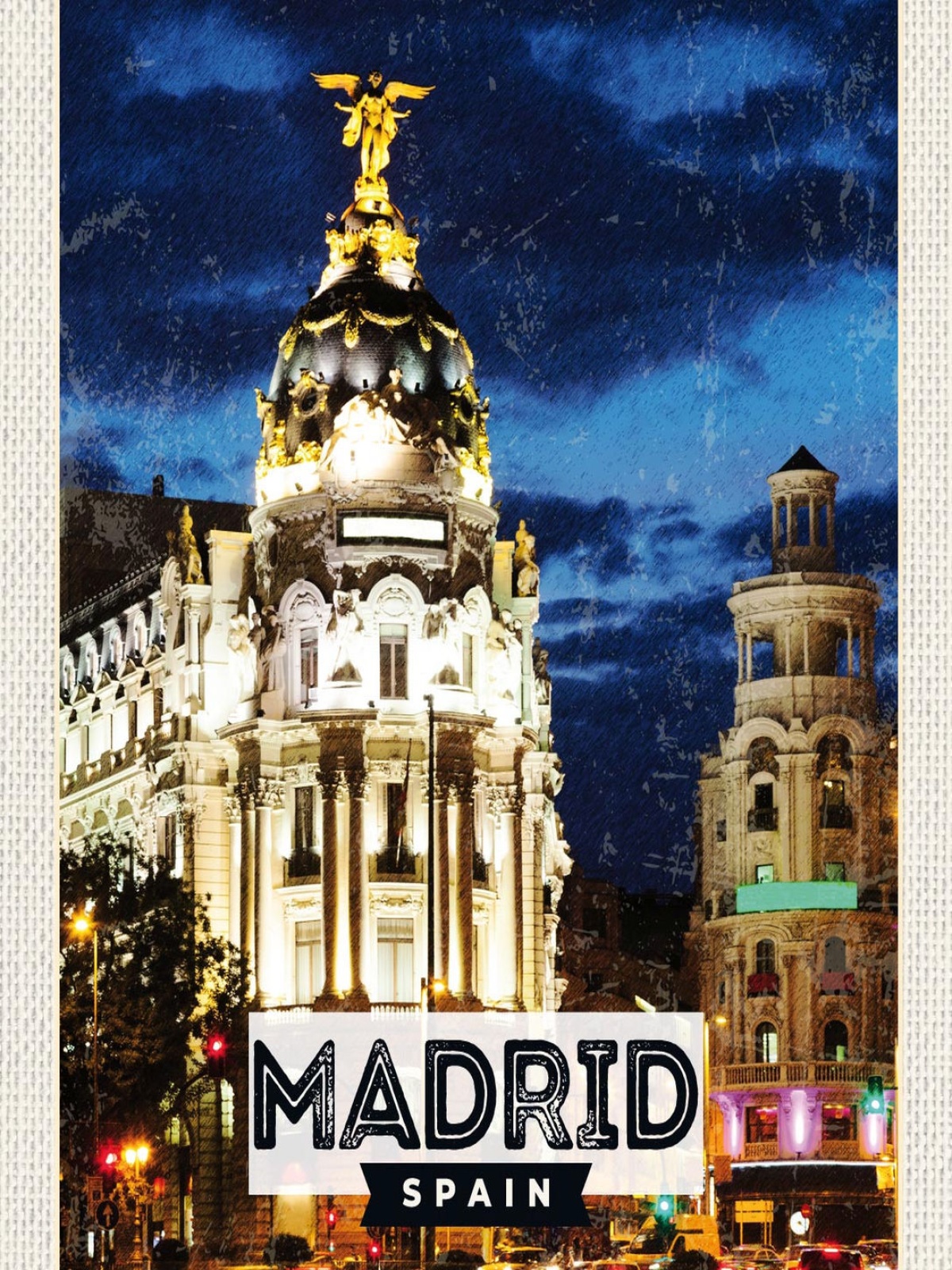 Schild Madrid Spain Spanien Stadt Metropolis 12x18 20x30 30x40 Blech od. Holz