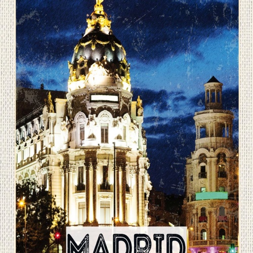 Schild Madrid Spain Spanien Stadt Metropolis 12x18 20x30 30x40 Blech od. Holz