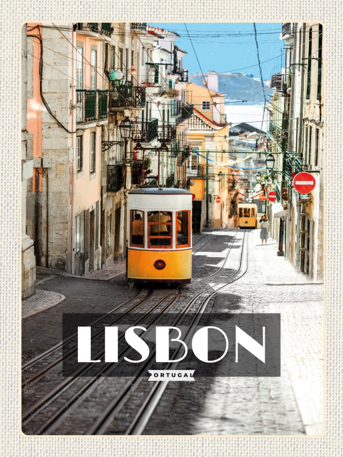 Schild Lisbon Lissabon Portugal Straßenbahn Stadt 12x18 20x30 30x40 Blech/Holz