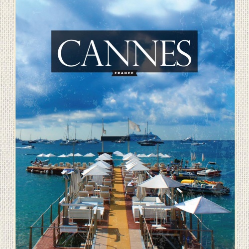 Schild Cannes France Frankreich Hafen Meer 12x18 20x30 30x40 Blech od. Holz
