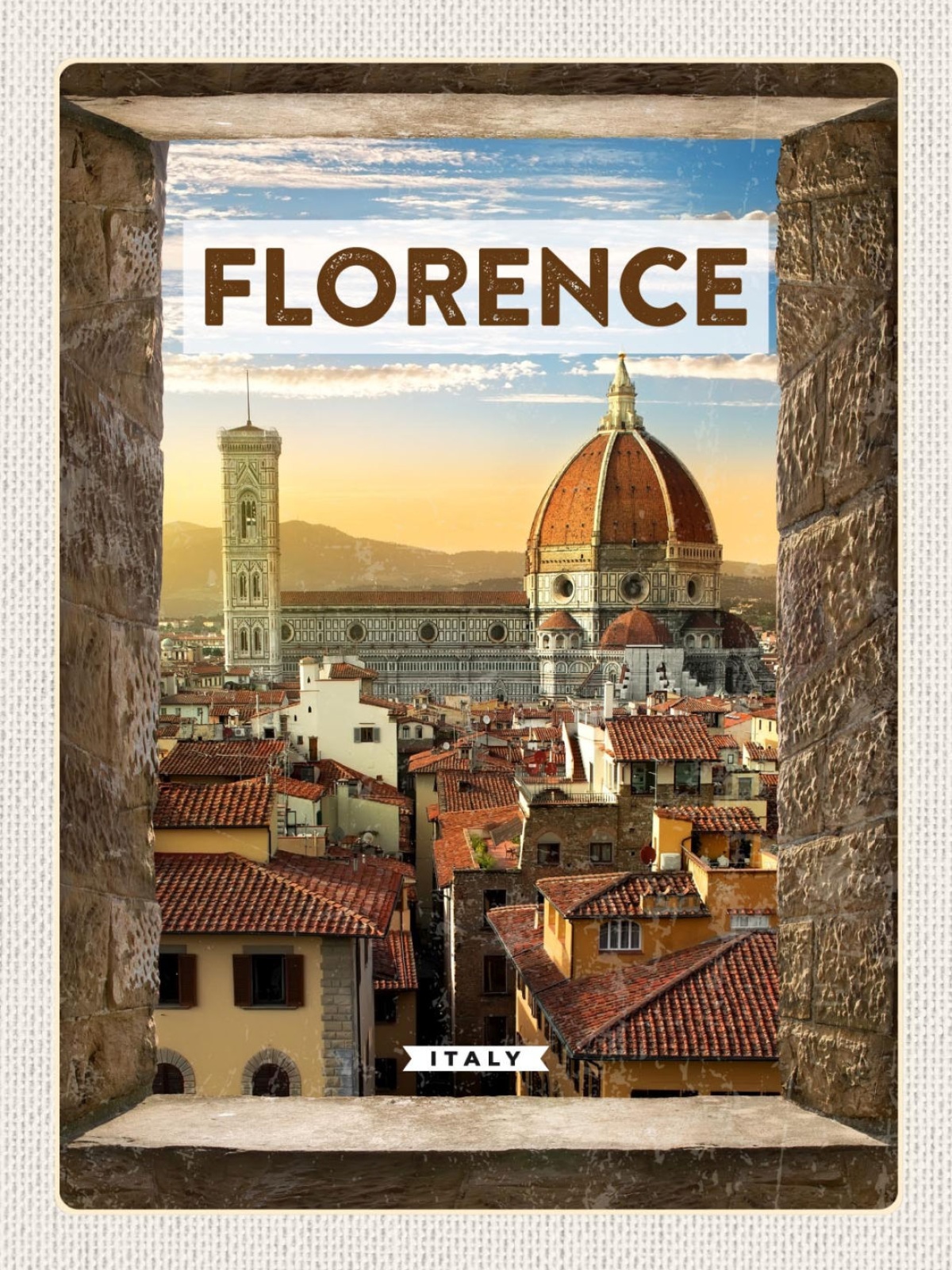 Schild Florence Italy Florenz Italien Dom Blick 12x18 20x30 30x40 Blech od. Holz