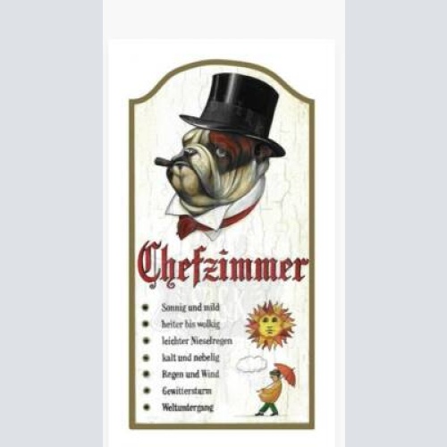 Nostalgie holzschild schild bulldogge chef zimmer