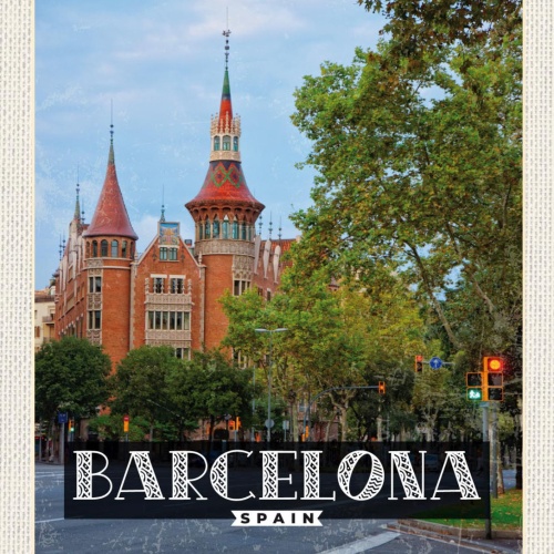 Schild Barcelona Spain Spanien Casa de les Punxes 12x18 20x30 30x40 Blech/Holz