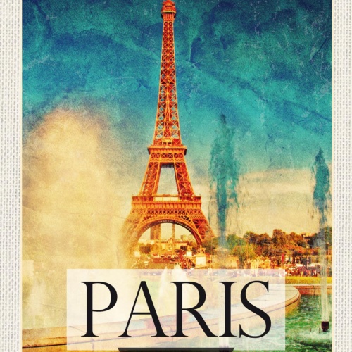 Schild Paris France Frankreich Eiffelturm Stadt 12x18 20x30 30x40 Blech od. Holz