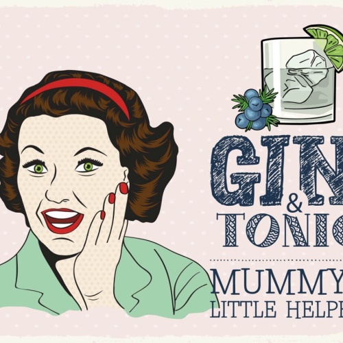 Schild Gin & Tonic Mummy's Little Helper Alkohol 12x18 20x30 30x40 Blech/Holz