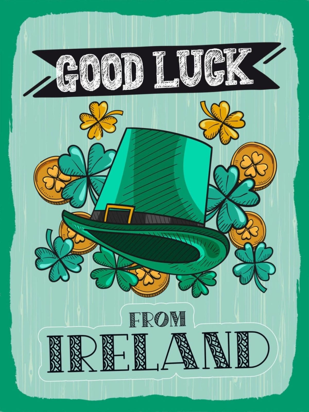 Schild Good Luck From Ireland Viel Glück Aus Irland 12x18 20x30 30x40 Blech/Holz