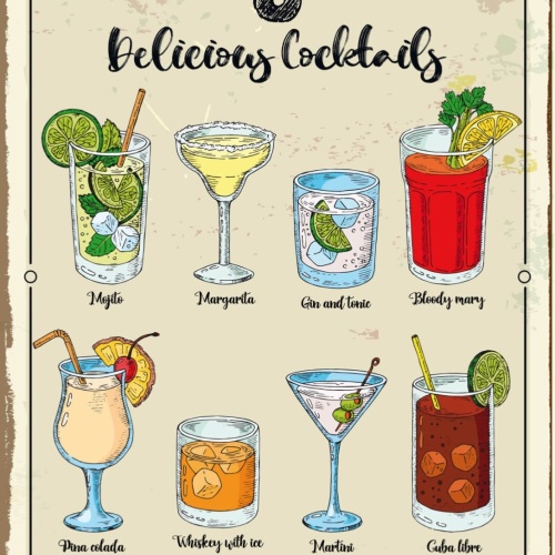 Schild 8 Delicious Cocktails Alkohol Bar Margarita 12x18 20x30 30x40 Blech/Holz