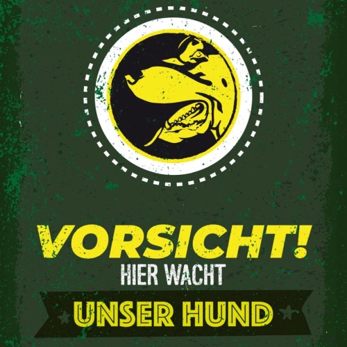 Schild Vorsicht Hier Wacht Unser Hund Hunde Tier 12x18 20x30 30x40 Blech/Holz
