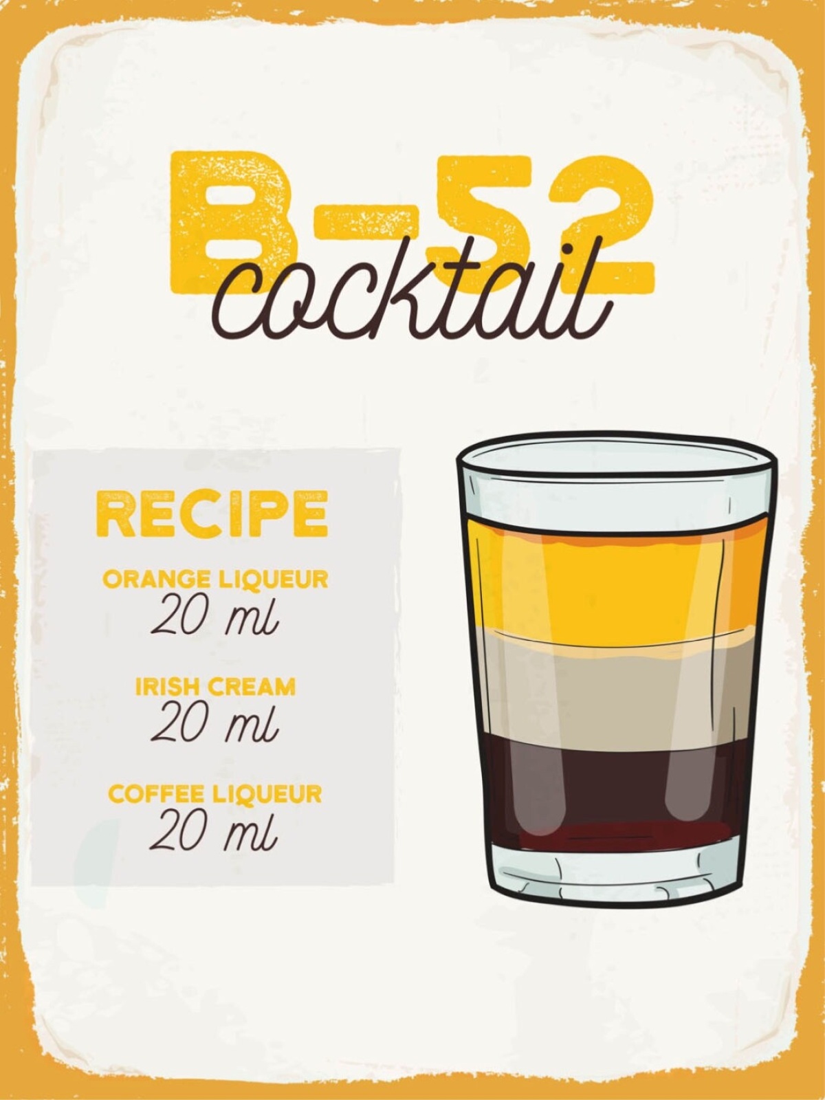 Schild B-52 Cocktail Rezept Bar Alkohol Drink 12x18 20x30 30x40 Blech/Holz